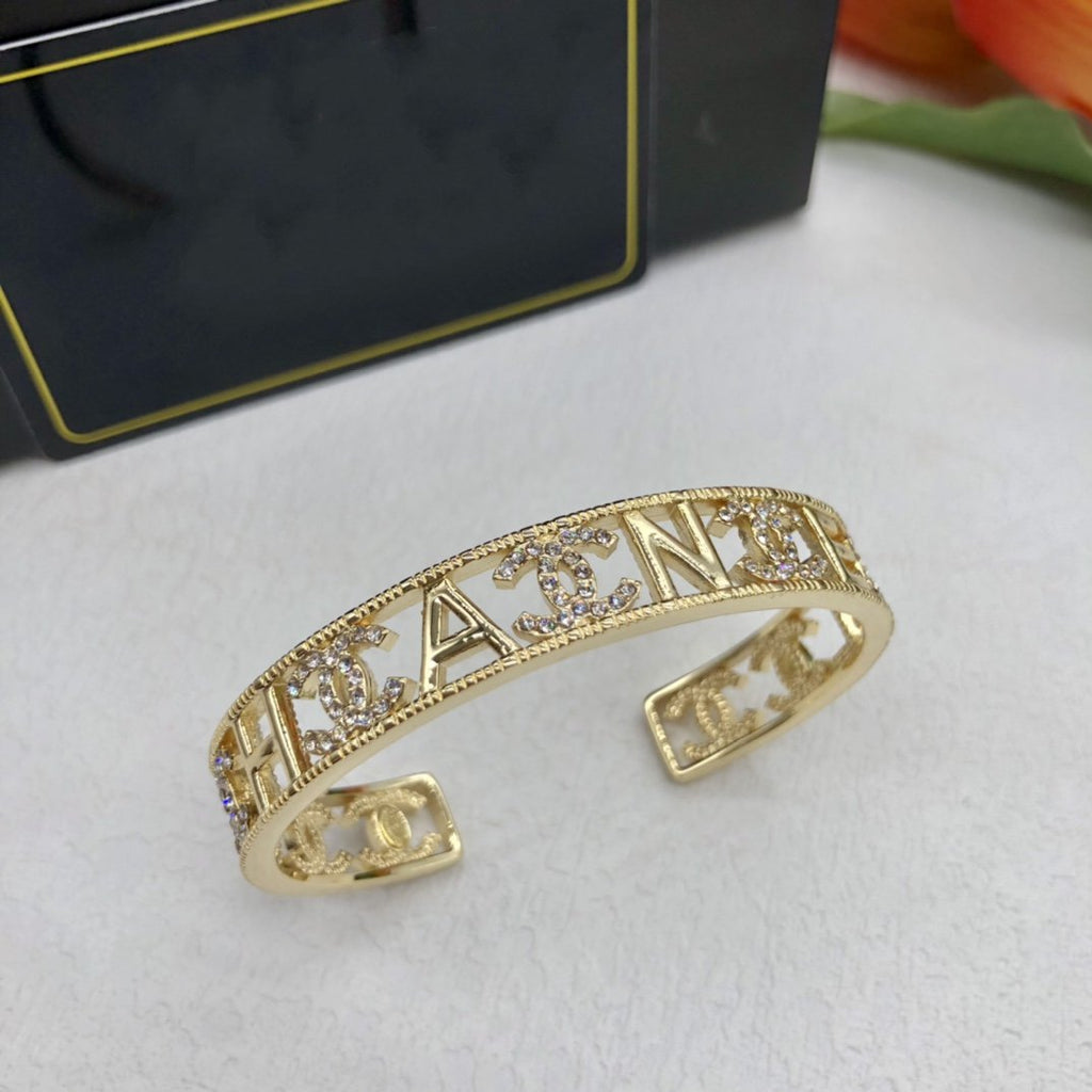 Chanel Logo Cuff Gold Bracelet - product view 2
