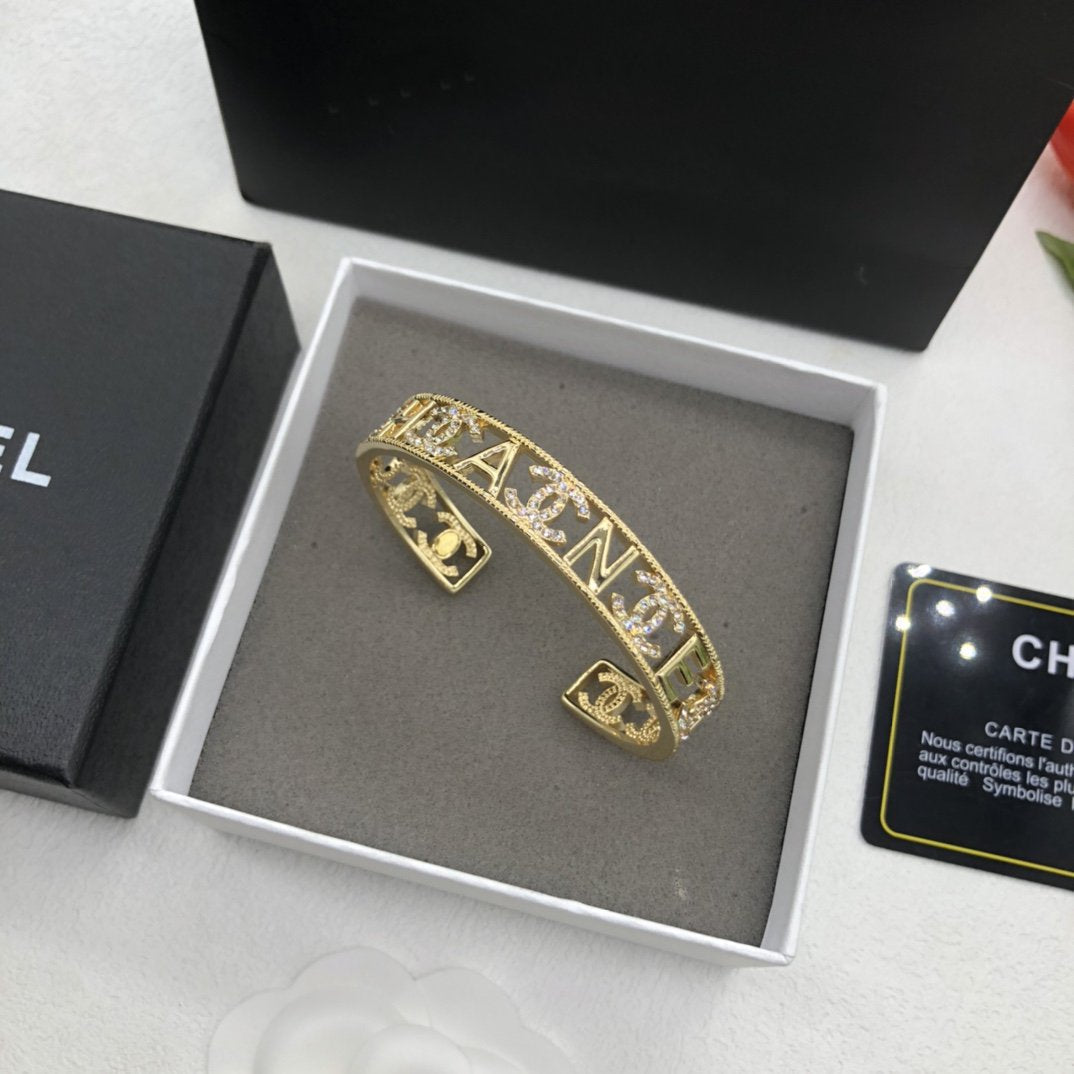 Chanel Logo Cuff Gold Bracelet - product view 3