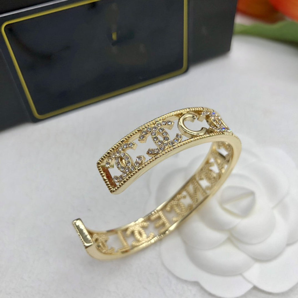 Chanel Logo Cuff Gold Bracelet - product view 5