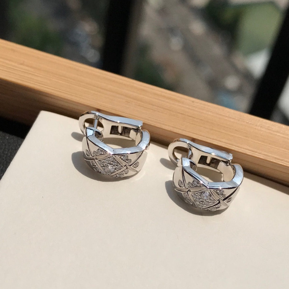 Chanel Crush Cubic Zirconia Silver Earrings - product view 4