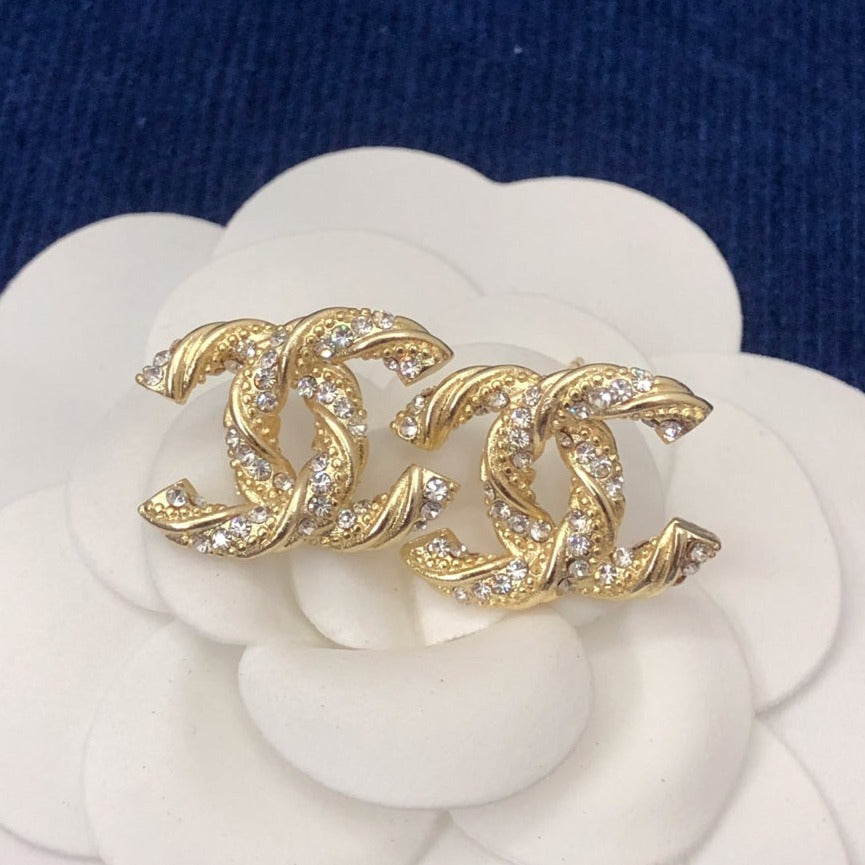 Chanel Gold Diamond Stud Medium Earrings - product view 1