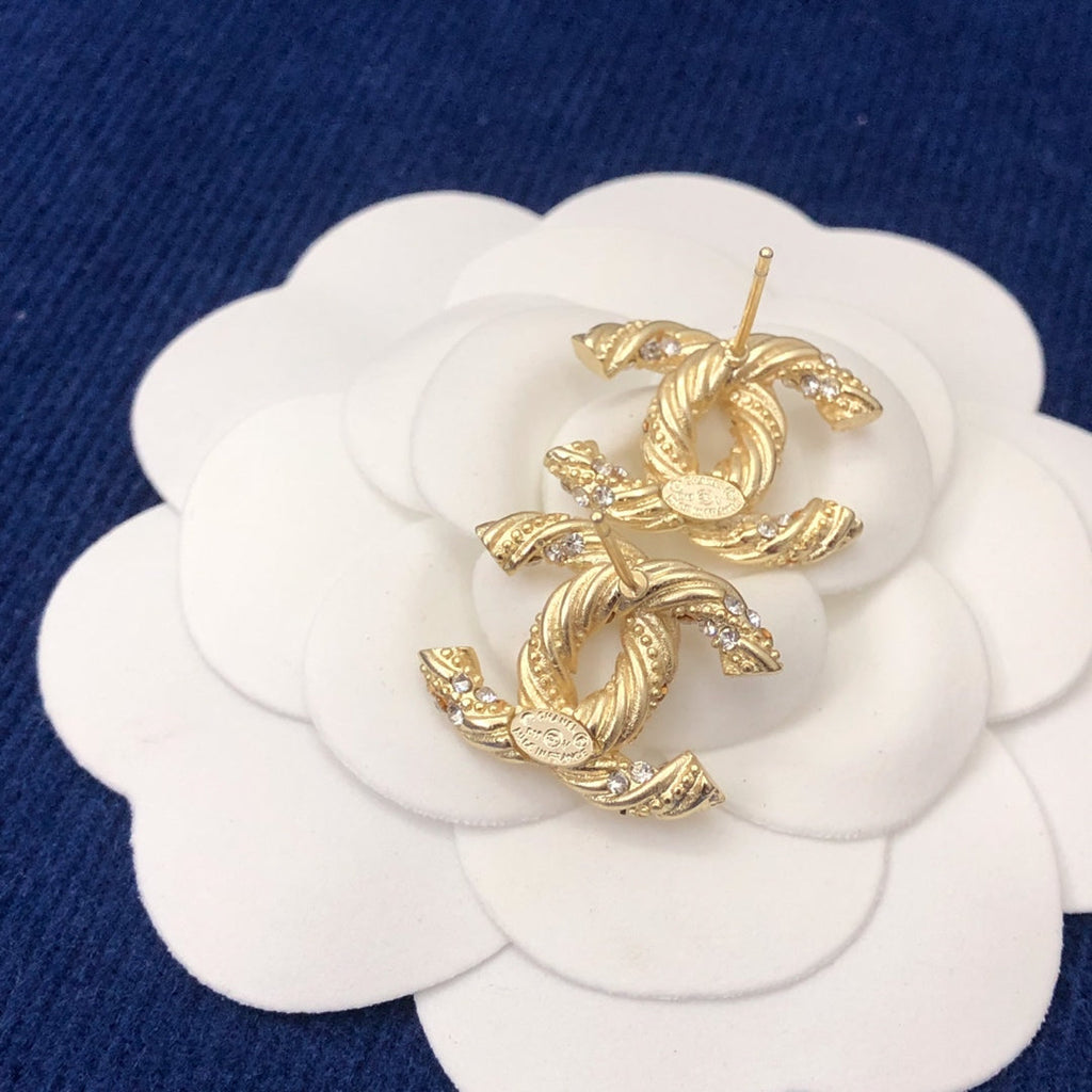 Chanel Gold Diamond Stud Medium Earrings - product view 3