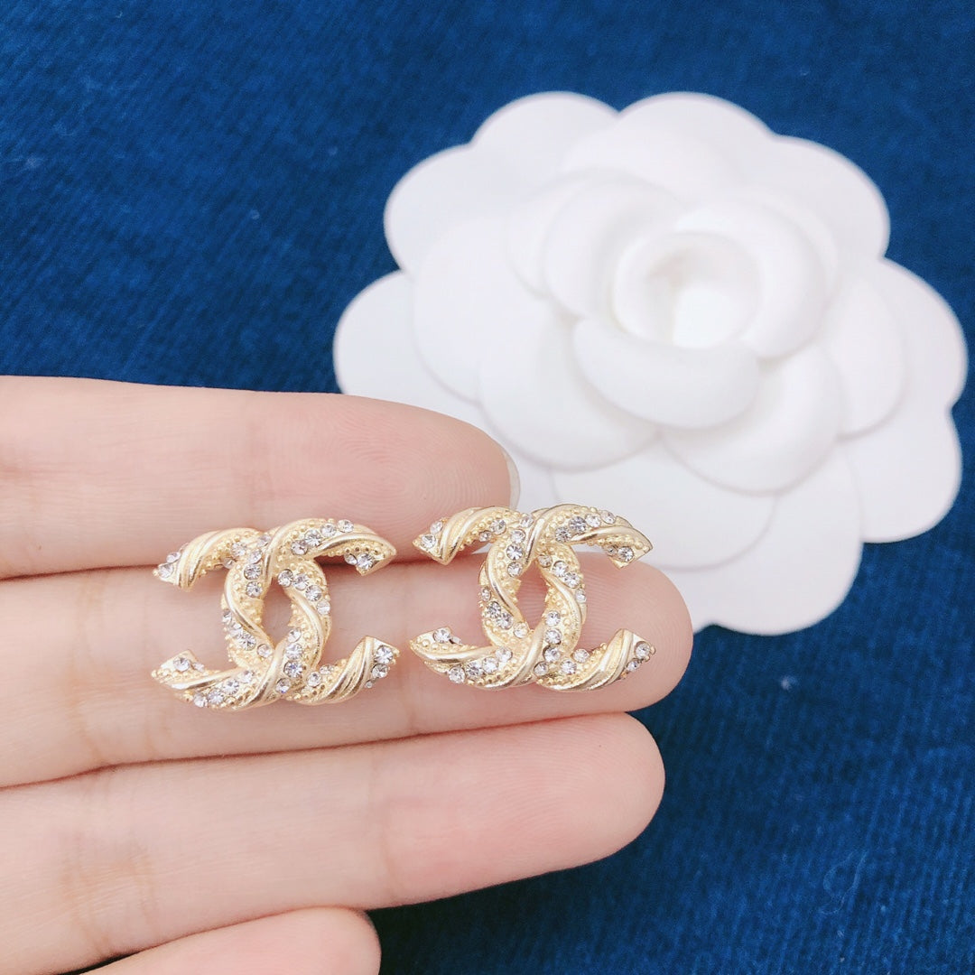 Chanel Gold Diamond Stud Medium Earrings - product view 5