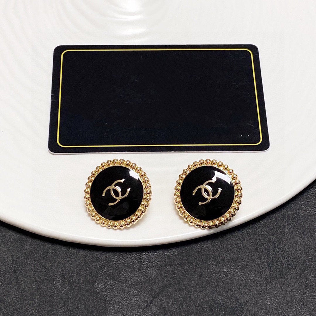 Chanel Circle Pink Gold Enamel Stud Earrings - product view 5