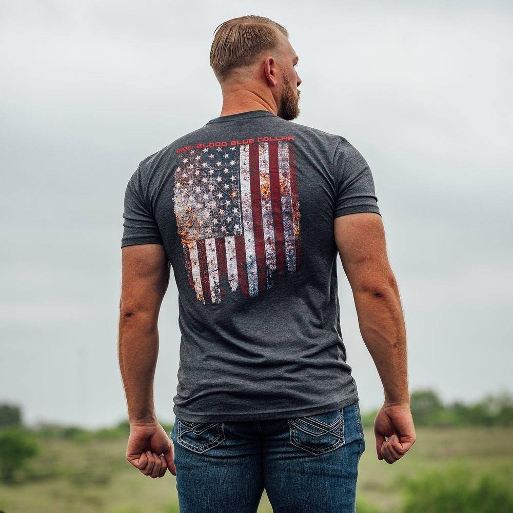 Red Blood Blue Collar? T-Shirt - Charcoal