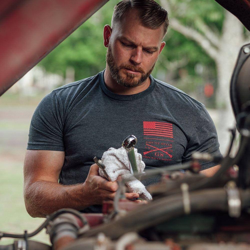 Red Blood Blue Collar? T-Shirt - Charcoal