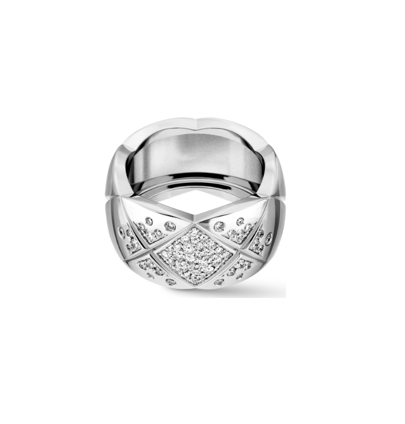 Chanel Coco Crush 10MM Quilted Cubic Zirconia Silver Ring - product view 2