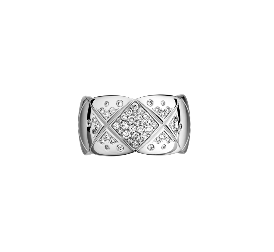 Chanel Coco Crush 10MM Quilted Cubic Zirconia Silver Ring - product view 3