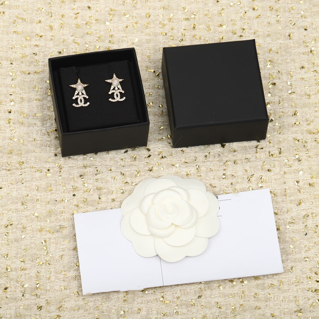 Chanel Double C Gold Star Earrings - product view 4