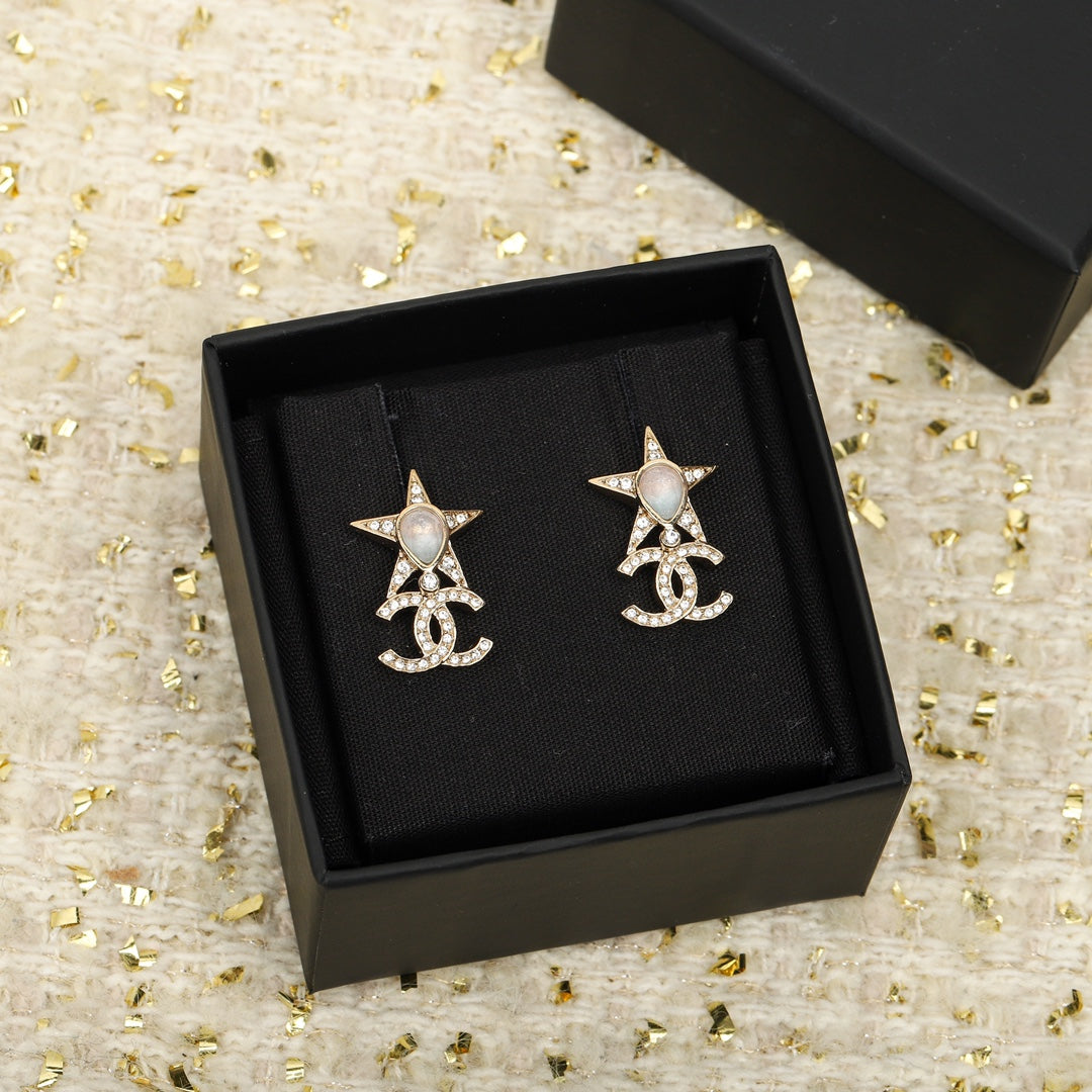 Chanel Double C Gold Star Earrings - product view 3