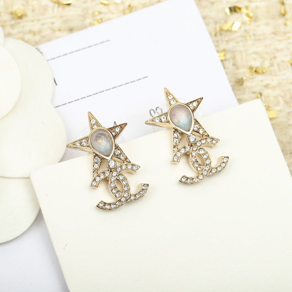 Chanel Double C Gold Star Earrings - product view 2