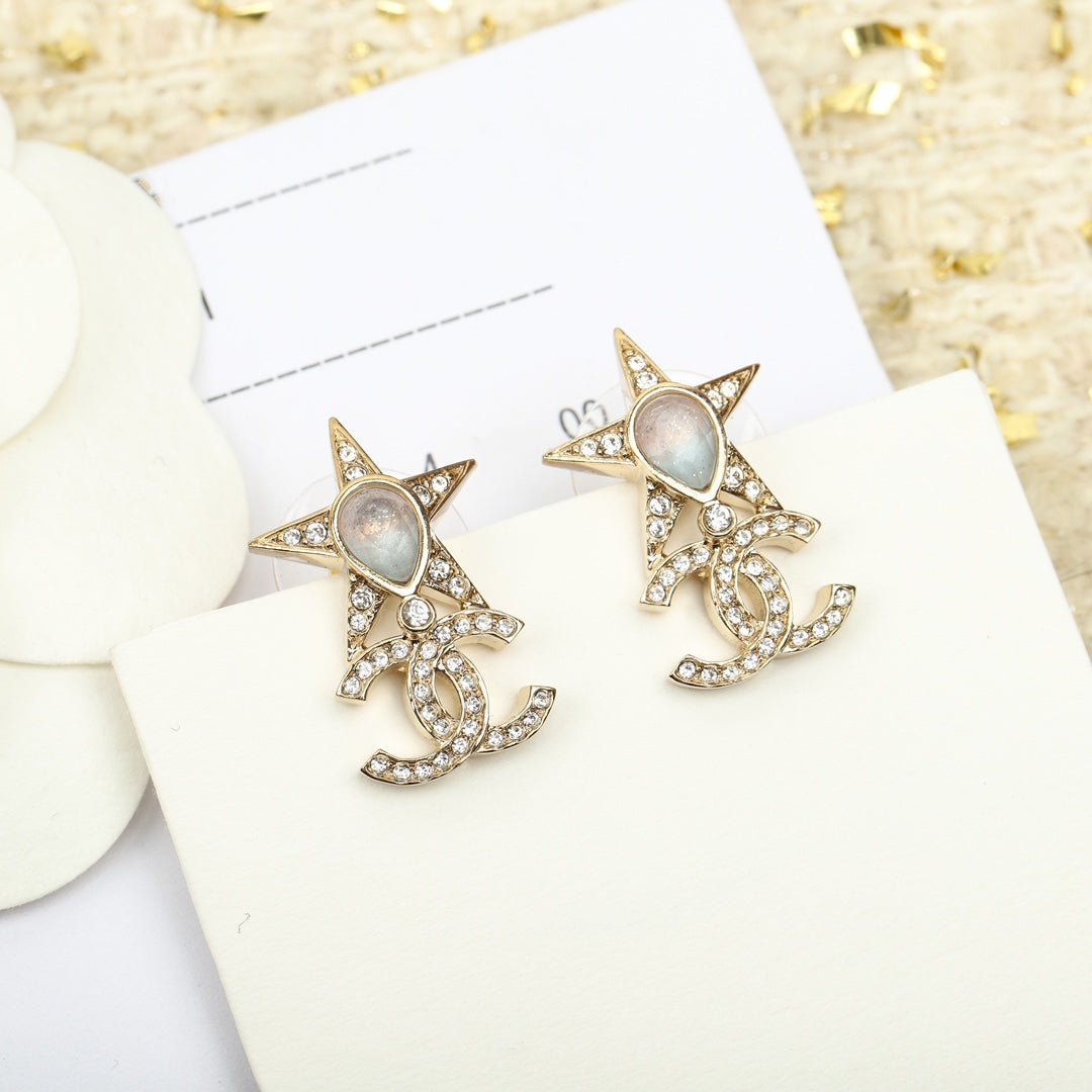 Chanel Double C Gold Star Earrings - product view 2