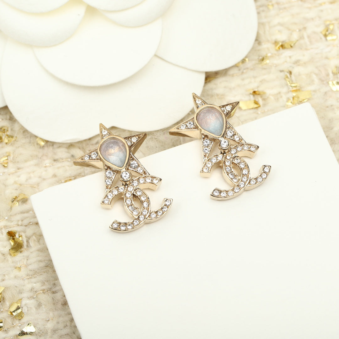 Chanel Double C Gold Star Earrings - product view 1