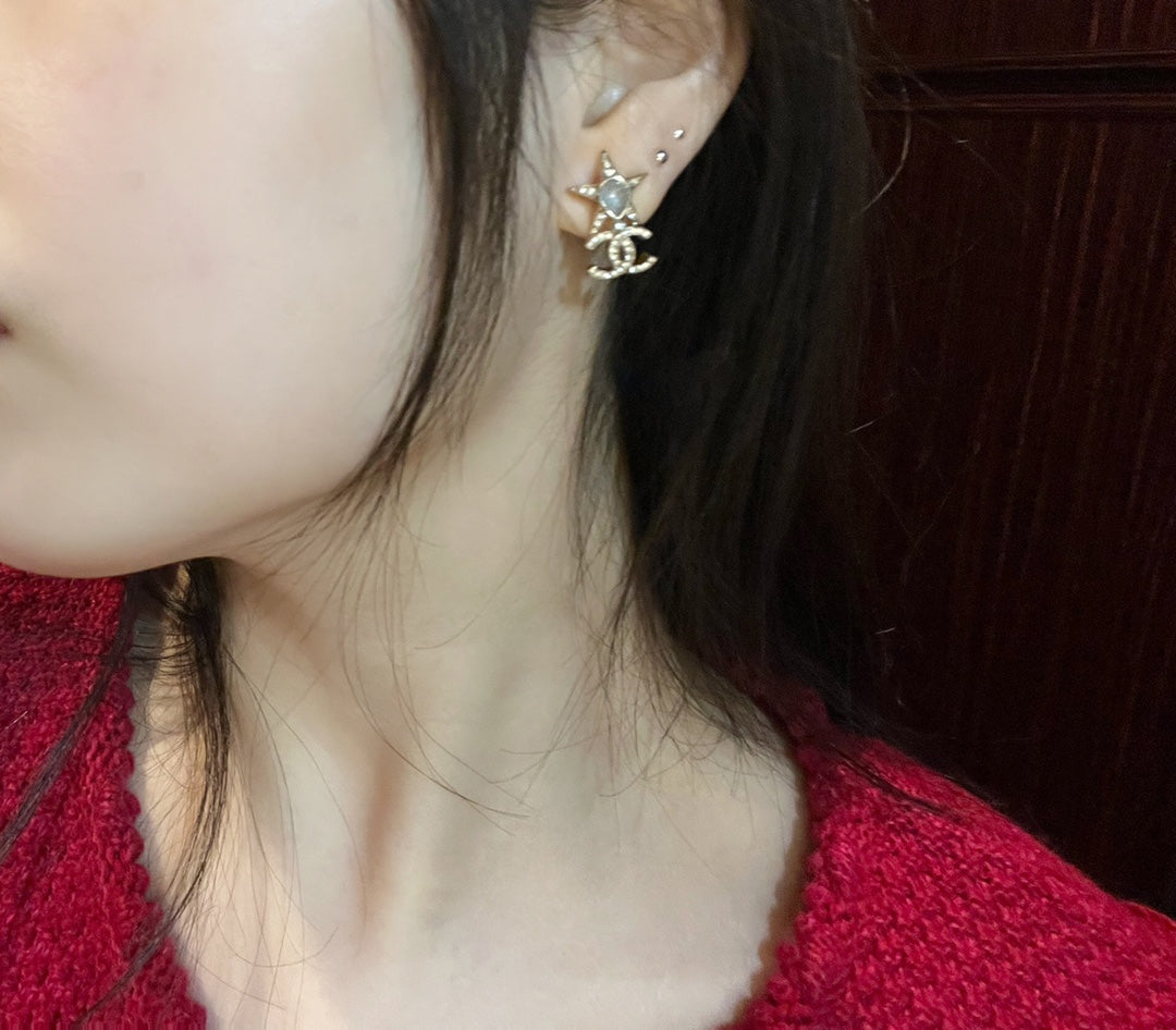 Chanel Double C Gold Star Earrings - product view 5