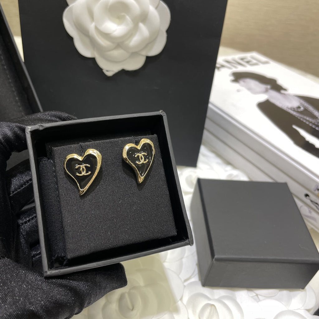 Chanel Double C Gold Love Heart Earrings - product view 4
