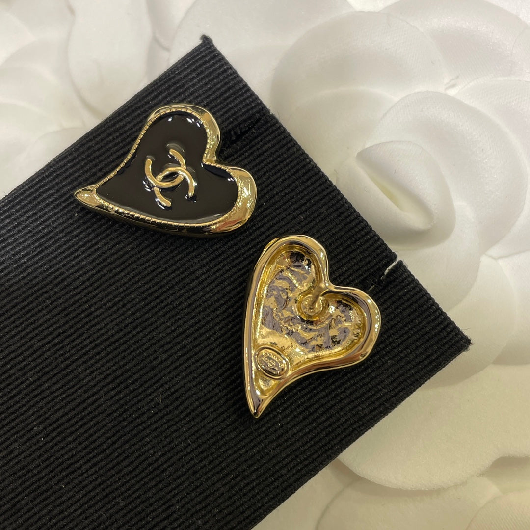 Chanel Double C Gold Love Heart Earrings - product view 6