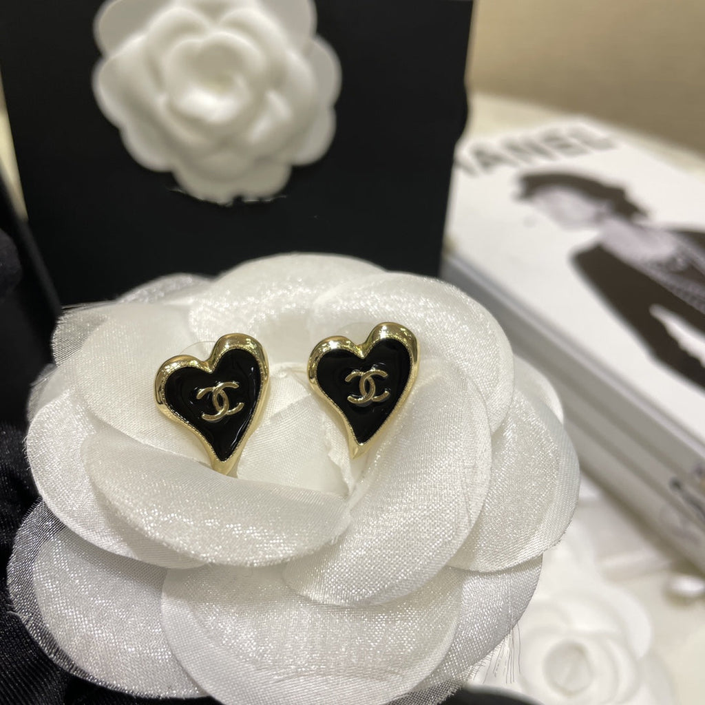 Chanel Double C Gold Love Heart Earrings - product view 1