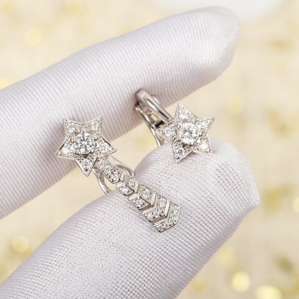 Chanel Comette Etoille Diamonds Flug Silver Earrings - product view 1