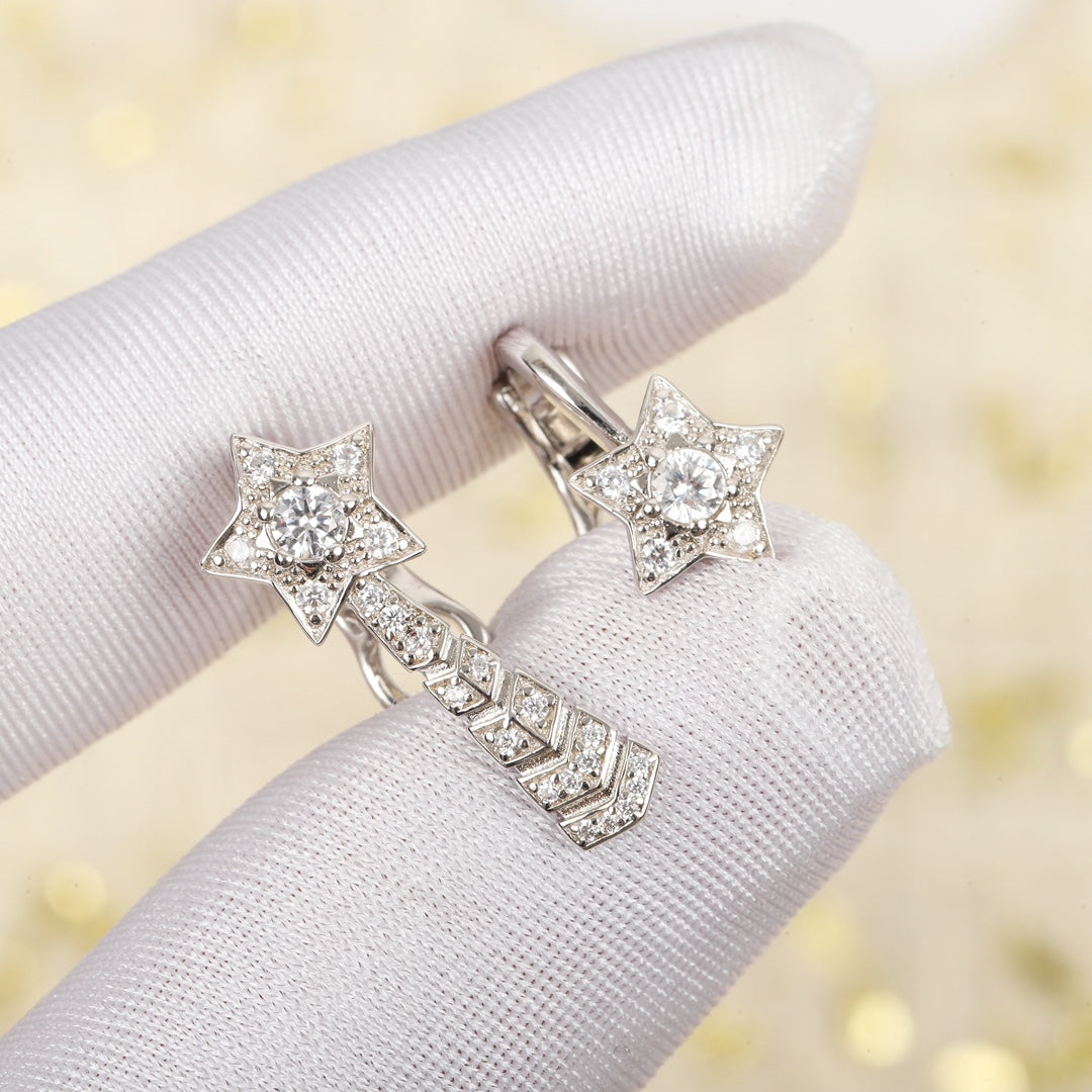 Chanel Comette Etoille Diamonds Flug Silver Earrings - product view 1