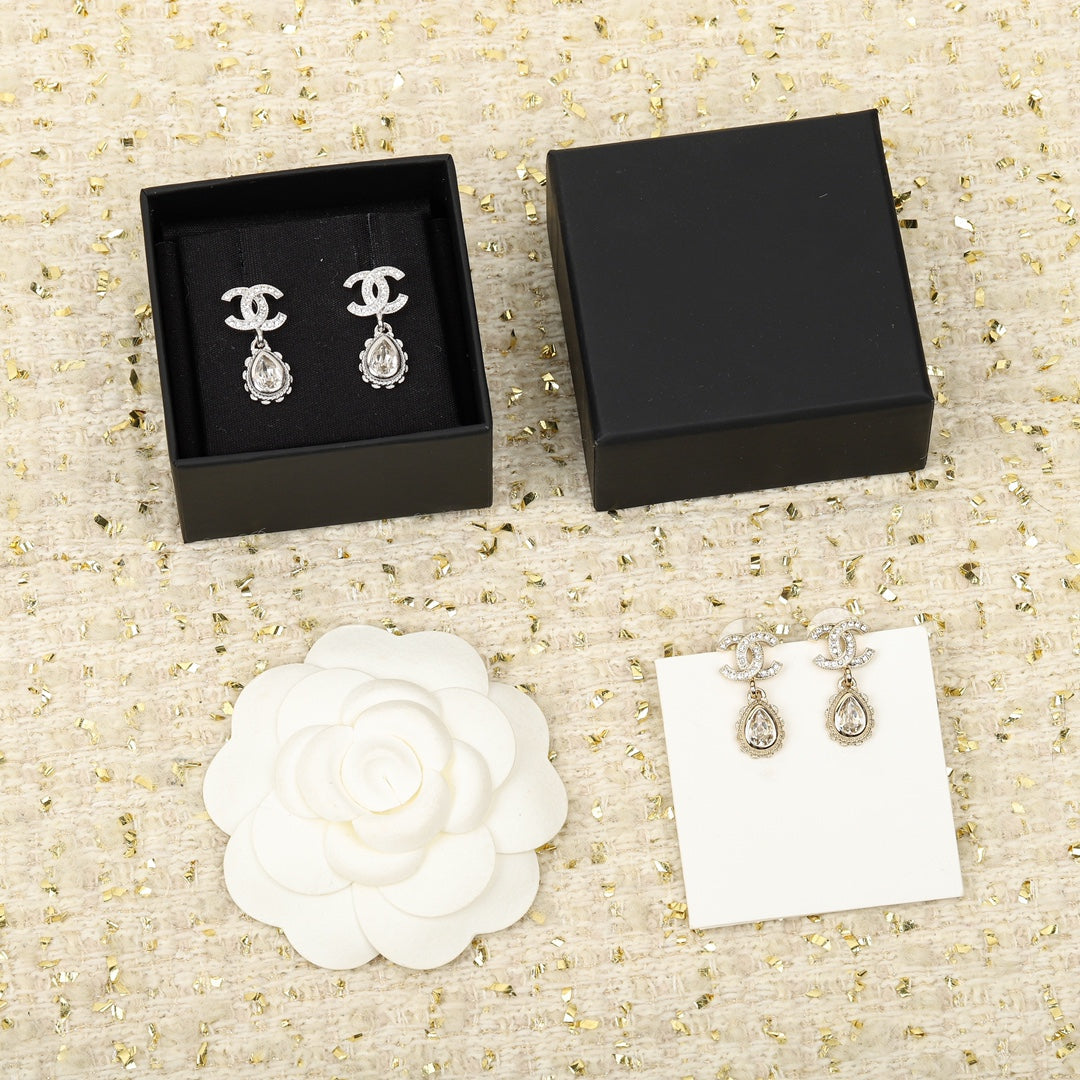 Chanel Double C Diamonds Teardrop Earrings - product view 5