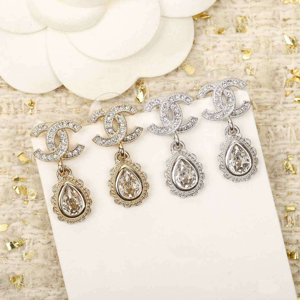 Chanel Double C Diamonds Teardrop Earrings - product view 1