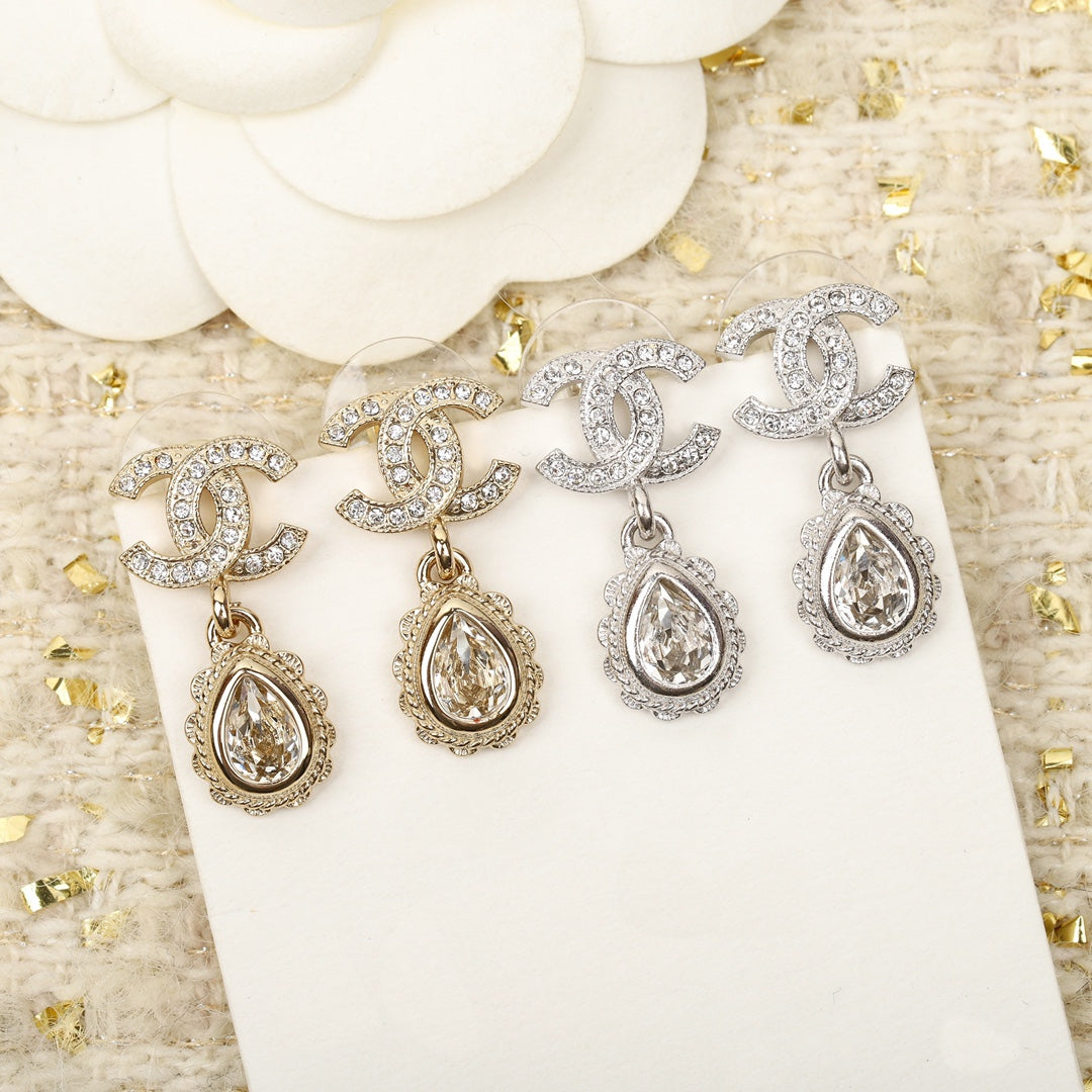 Chanel Double C Diamonds Teardrop Earrings - product view 1