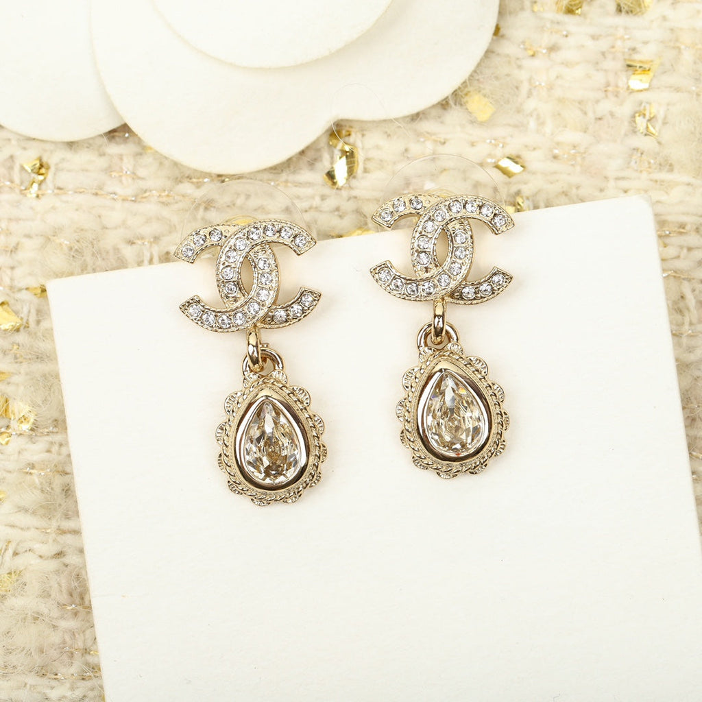 Chanel Double C Diamonds Teardrop Earrings - product view 3
