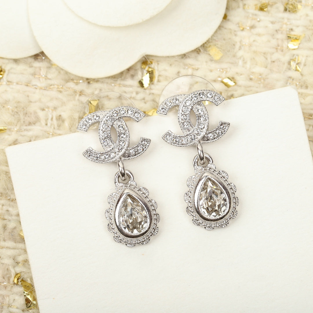 Chanel Double C Diamonds Teardrop Earrings - product view 4